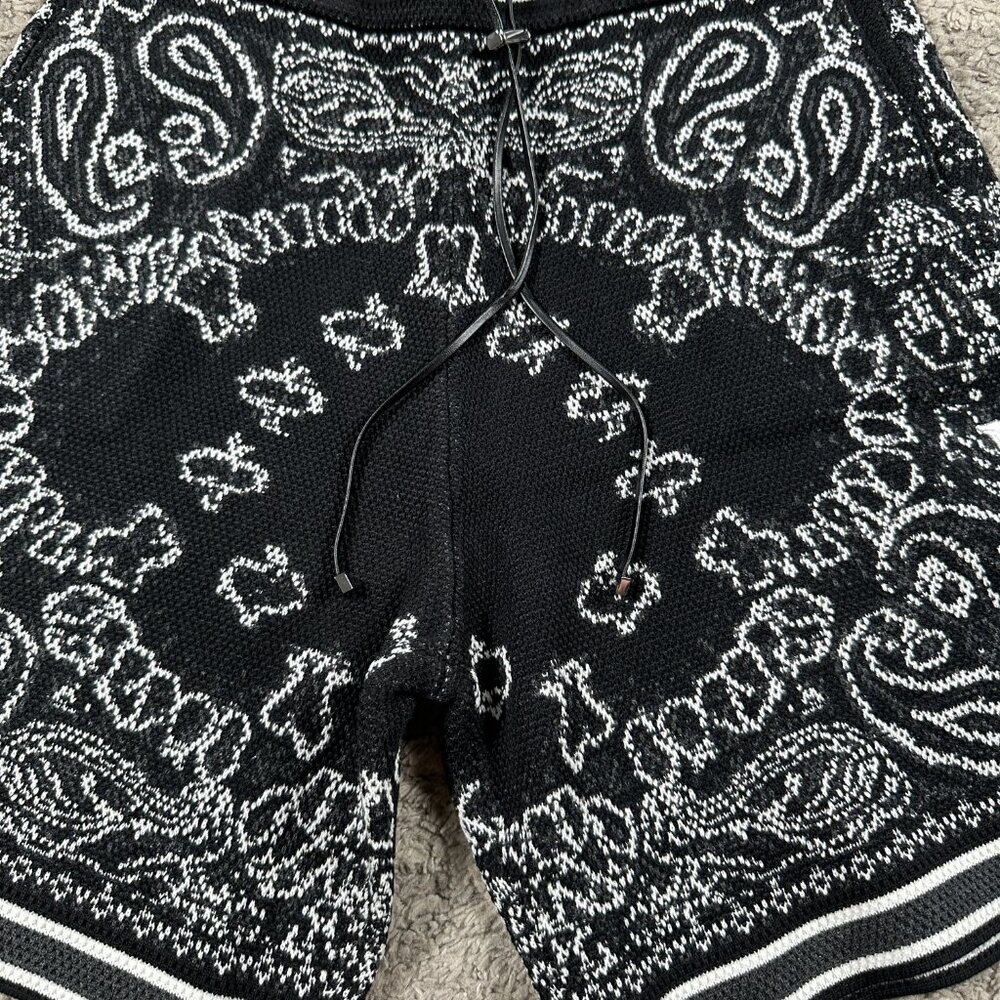 Amiri Black Bandana Knit Cotton Shorts Mens Large - Picture 3 of 4